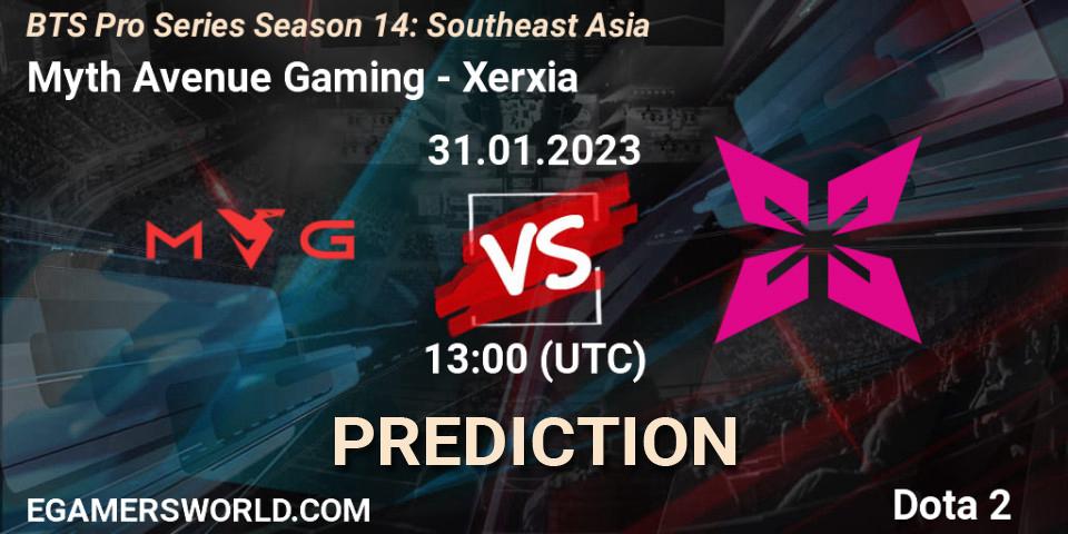 Myth Avenue Gaming vs Xerxia: Betting TIp, Match Prediction. 31.01.23. Dota 2, BTS Pro Series Season 14: Southeast Asia