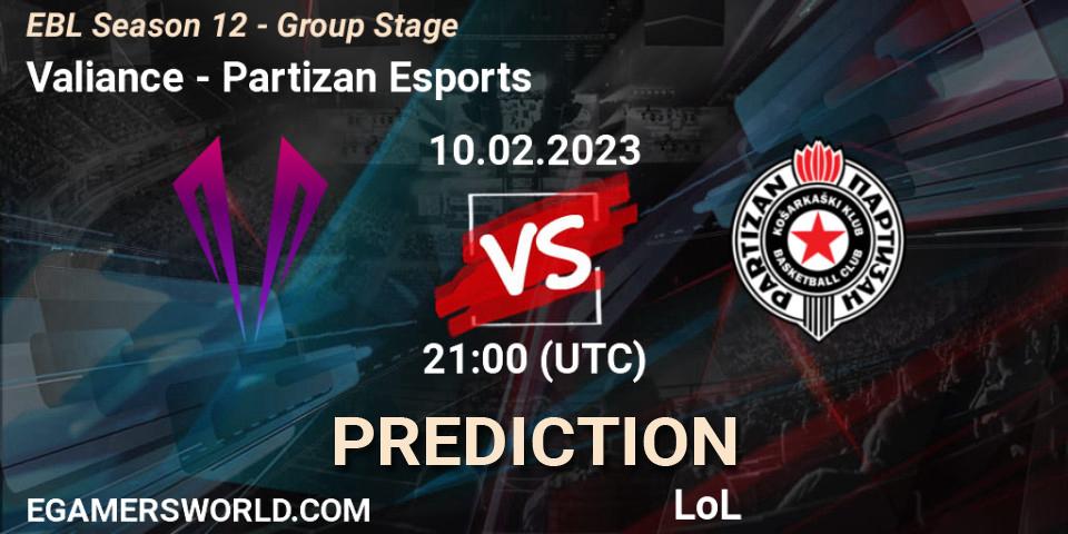 Valiance vs Partizan Esports: Betting TIp, Match Prediction. 10.02.23. LoL, EBL Season 12 - Group Stage