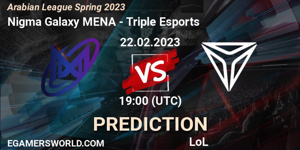 Nigma Galaxy MENA vs Triple Esports: Betting TIp, Match Prediction. 22.02.23. LoL, Arabian League Spring 2023