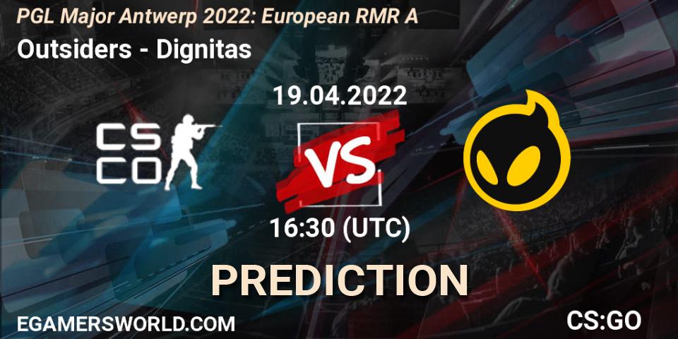 Outsiders vs Dignitas: Betting TIp, Match Prediction. 19.04.22. CS2 (CS:GO), PGL Major Antwerp 2022: European RMR A