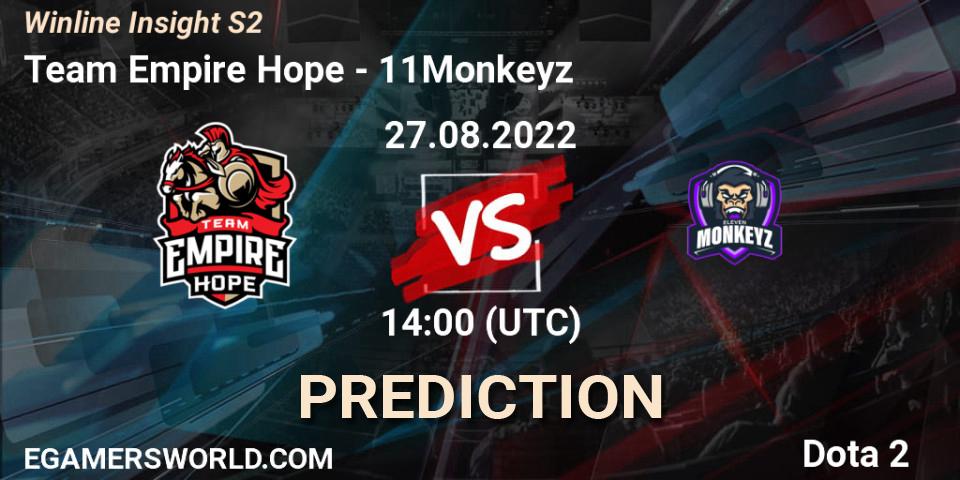 Team Empire Hope vs 11Monkeyz: Betting TIp, Match Prediction. 27.08.22. Dota 2, Winline Insight S2