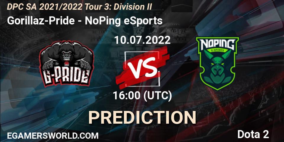 Gorillaz-Pride vs NoPing eSports: Betting TIp, Match Prediction. 10.07.22. Dota 2, DPC SA 2021/2022 Tour 3: Division II
