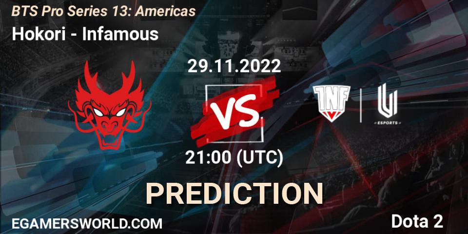 Hokori vs Infamous: Betting TIp, Match Prediction. 29.11.22. Dota 2, BTS Pro Series 13: Americas