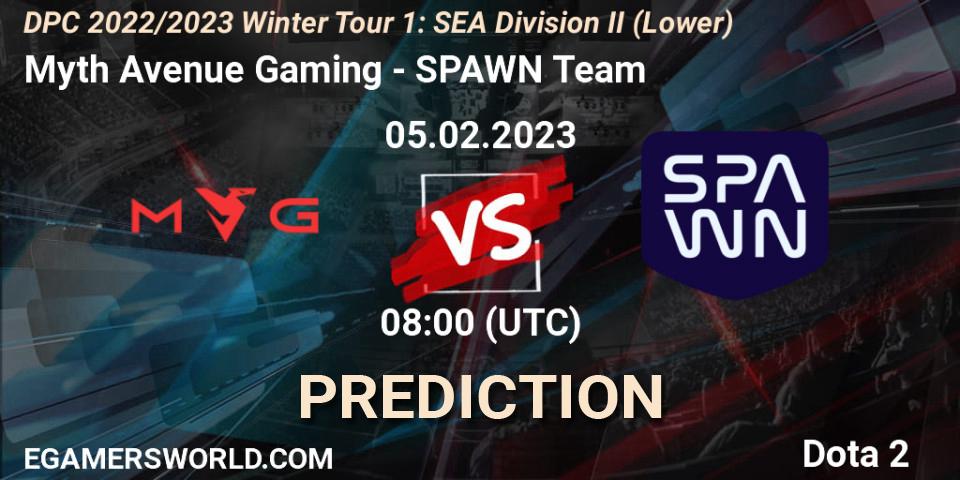 Myth Avenue Gaming vs SPAWN Team: Betting TIp, Match Prediction. 05.02.23. Dota 2, DPC 2022/2023 Winter Tour 1: SEA Division II (Lower)