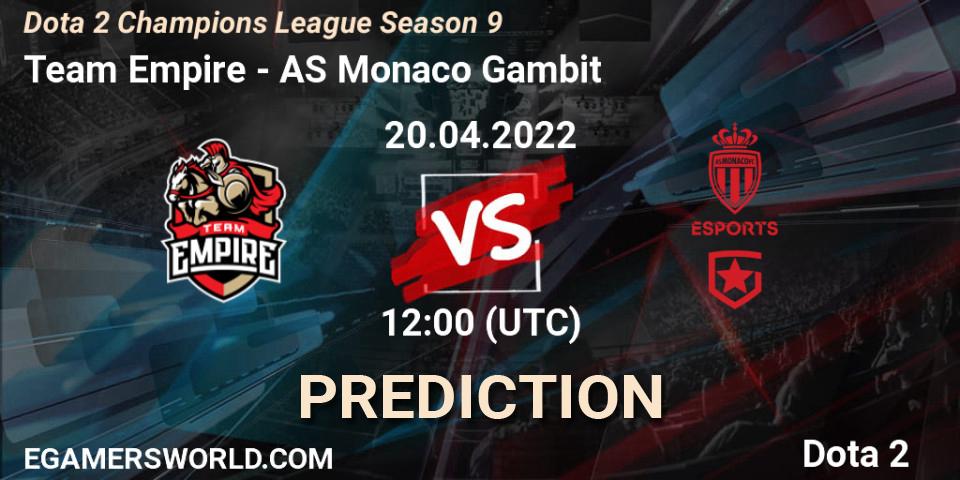 Team Empire vs AS Monaco Gambit: Betting TIp, Match Prediction. 20.04.22. Dota 2, Dota 2 Champions League Season 9