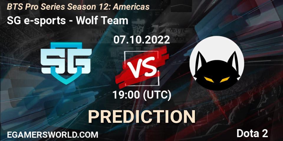 SG e-sports vs Wolf Team: Betting TIp, Match Prediction. 07.10.22. Dota 2, BTS Pro Series Season 12: Americas