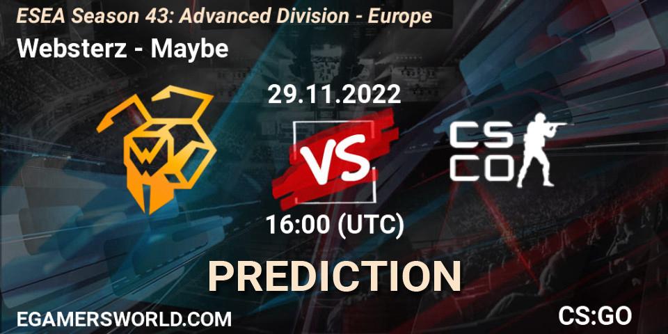 Websterz vs Maybe: Betting TIp, Match Prediction. 29.11.22. CS2 (CS:GO), ESEA Season 43: Advanced Division - Europe