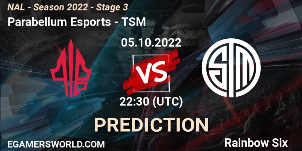 Parabellum Esports vs TSM: Betting TIp, Match Prediction. 05.10.22. Rainbow Six, NAL - Season 2022 - Stage 3