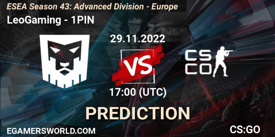 LeoGaming vs 1PIN: Betting TIp, Match Prediction. 29.11.22. CS2 (CS:GO), ESEA Season 43: Advanced Division - Europe
