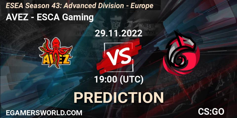 AVEZ vs ESCA Gaming: Betting TIp, Match Prediction. 29.11.22. CS2 (CS:GO), ESEA Season 43: Advanced Division - Europe