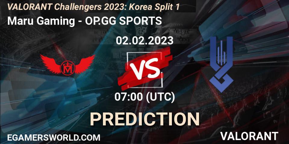 Maru Gaming vs OP.GG SPORTS: Betting TIp, Match Prediction. 02.02.23. VALORANT, VALORANT Challengers 2023: Korea Split 1