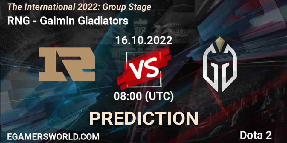 RNG vs Gaimin Gladiators: Betting TIp, Match Prediction. 16.10.22. Dota 2, The International 2022: Group Stage