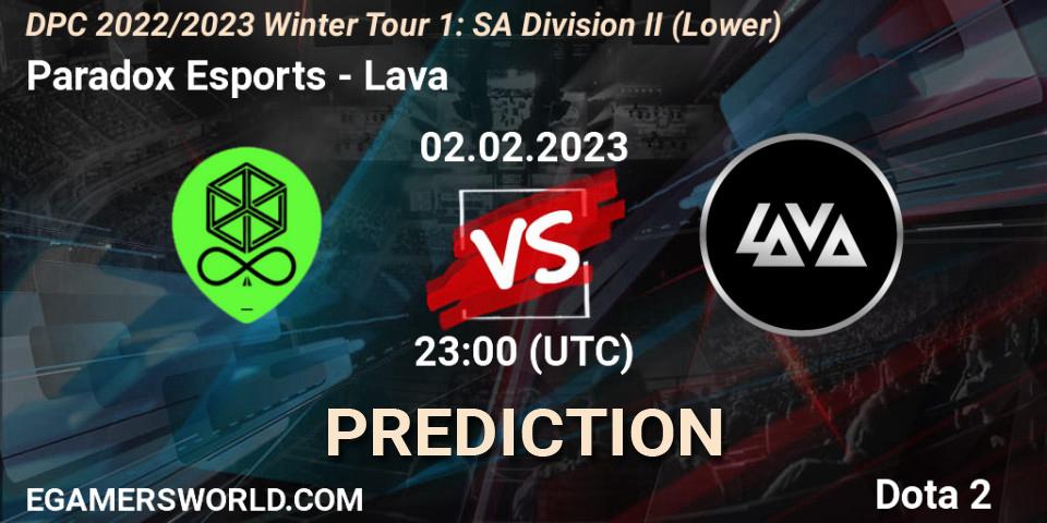 Paradox Esports vs Lava: Betting TIp, Match Prediction. 03.02.23. Dota 2, DPC 2022/2023 Winter Tour 1: SA Division II (Lower)