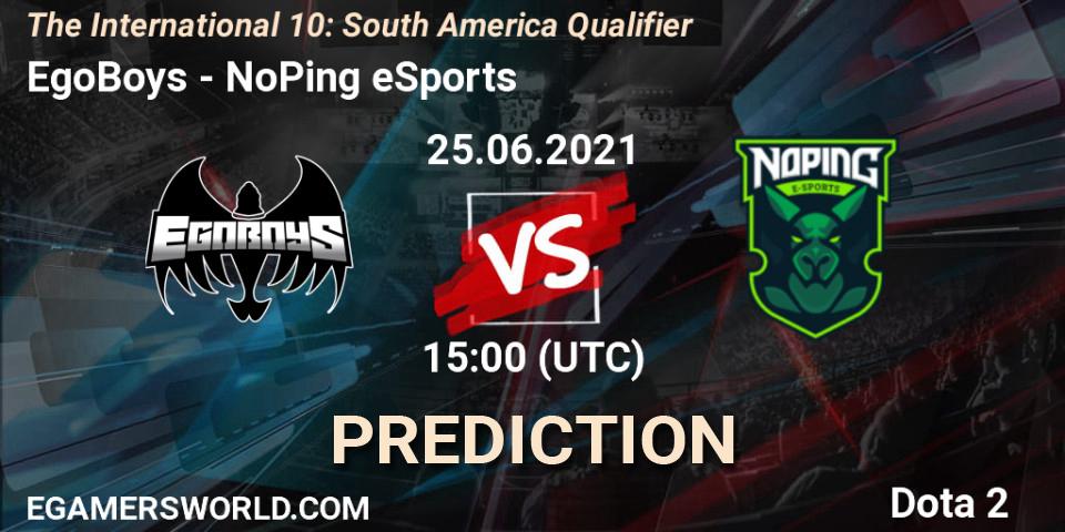 EgoBoys vs NoPing eSports: Betting TIp, Match Prediction. 25.06.21. Dota 2, The International 10: South America Qualifier