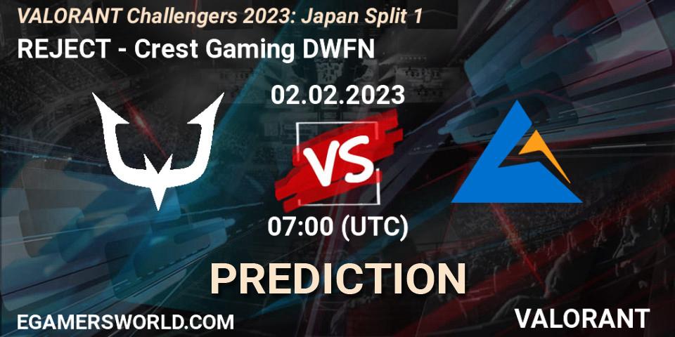 REJECT vs Crest Gaming DWFN: Betting TIp, Match Prediction. 02.02.23. VALORANT, VALORANT Challengers 2023: Japan Split 1