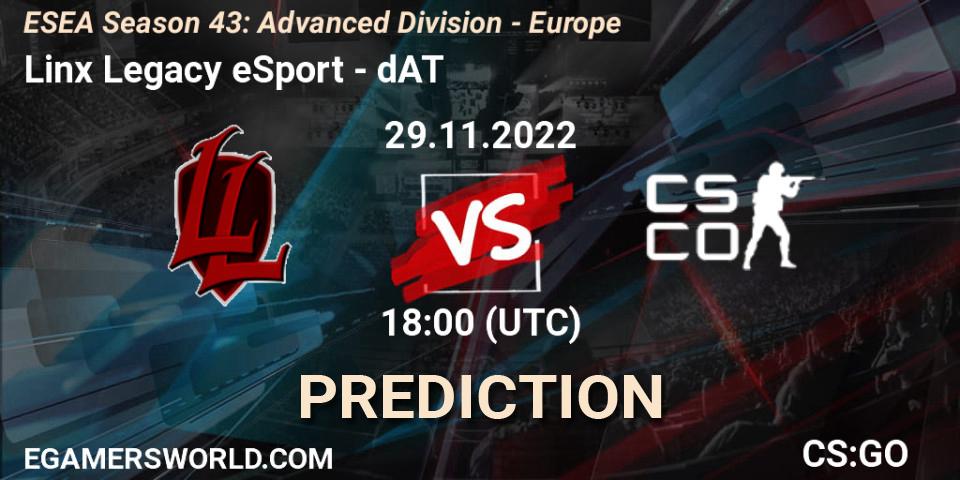 Linx Legacy eSport vs sickboyzz: Betting TIp, Match Prediction. 29.11.22. CS2 (CS:GO), ESEA Season 43: Advanced Division - Europe