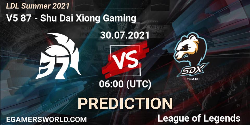 V5 87 vs Shu Dai Xiong Gaming: Betting TIp, Match Prediction. 31.07.21. LoL, LDL Summer 2021