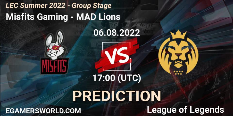 Misfits Gaming vs MAD Lions: Betting TIp, Match Prediction. 06.08.22. LoL, LEC Summer 2022 - Group Stage