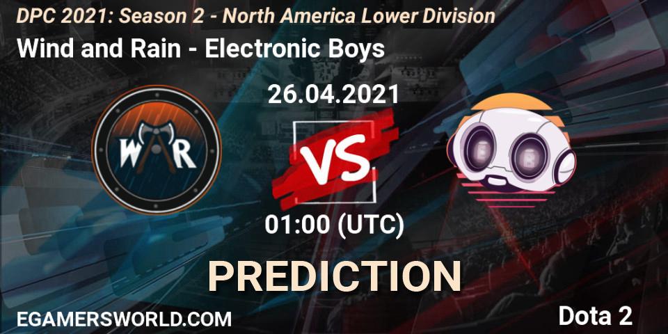 Wind and Rain vs Electronic Boys: Betting TIp, Match Prediction. 26.04.21. Dota 2, DPC 2021: Season 2 - North America Lower Division