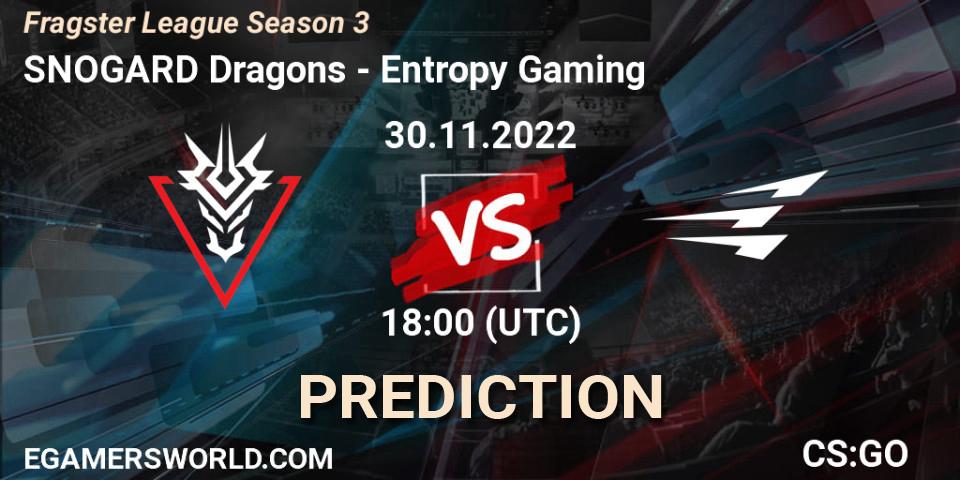 SNOGARD Dragons vs Entropy Gaming: Betting TIp, Match Prediction. 30.11.22. CS2 (CS:GO), Fragster League Season 3