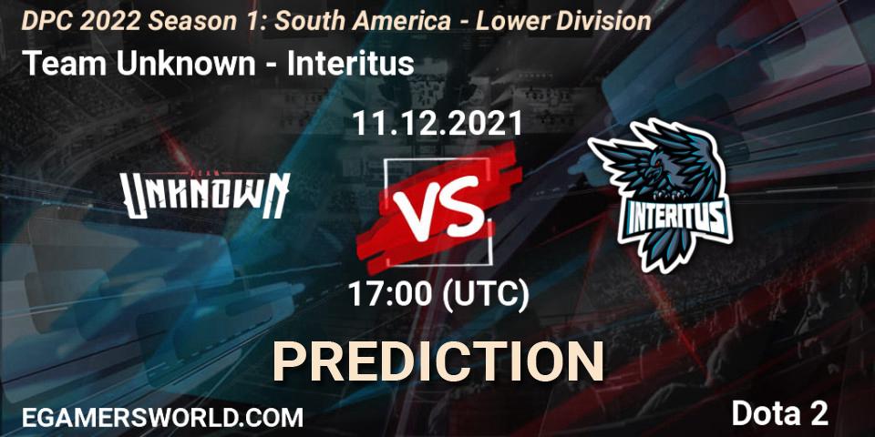 Team Unknown vs Interitus: Betting TIp, Match Prediction. 11.12.21. Dota 2, DPC 2022 Season 1: South America - Lower Division