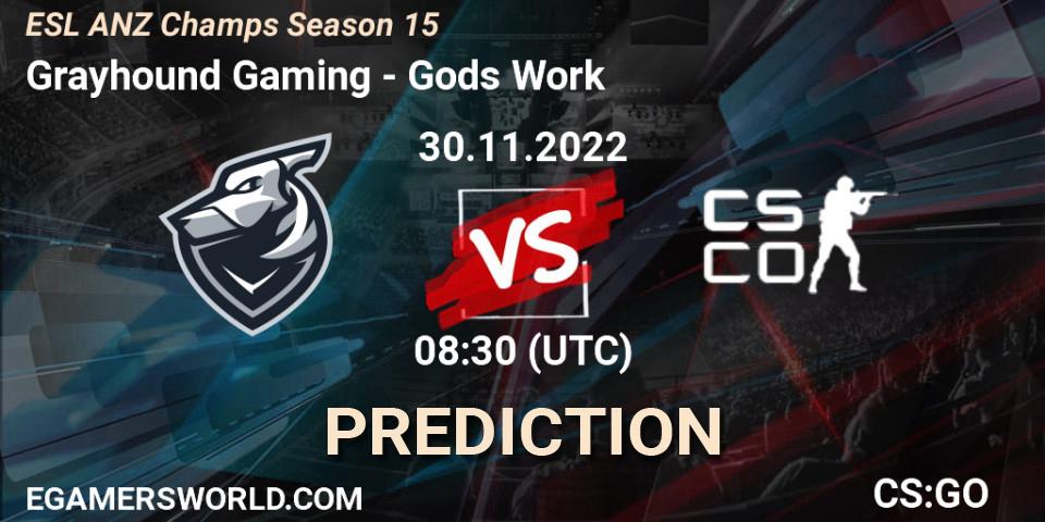 Grayhound Gaming vs Gods Work: Betting TIp, Match Prediction. 30.11.22. CS2 (CS:GO), ESL ANZ Champs Season 15