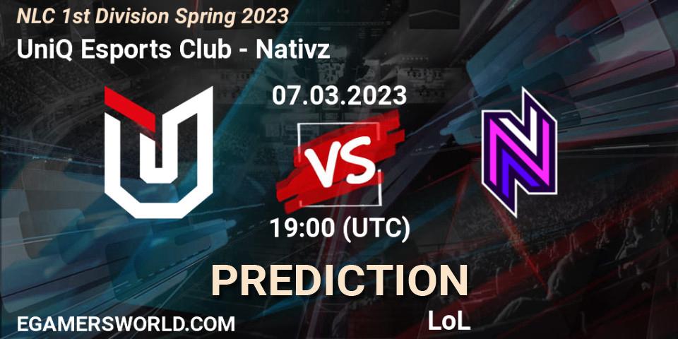 UniQ Esports Club vs Nativz: Betting TIp, Match Prediction. 08.02.23. LoL, NLC 1st Division Spring 2023