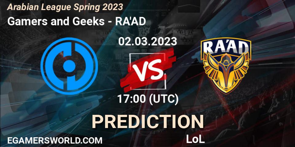 Gamers and Geeks vs RA'AD: Betting TIp, Match Prediction. 09.02.23. LoL, Arabian League Spring 2023