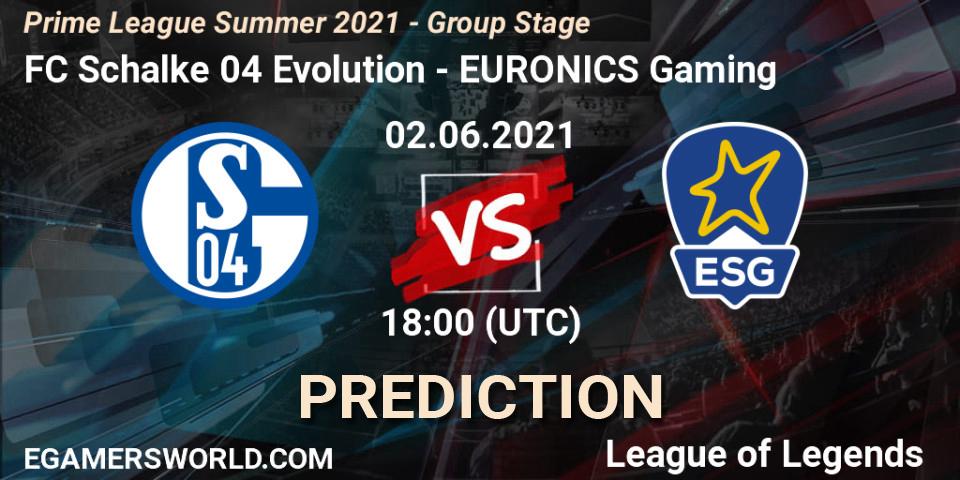 FC Schalke 04 Evolution vs EURONICS Gaming: Betting TIp, Match Prediction. 02.06.21. LoL, Prime League Summer 2021 - Group Stage