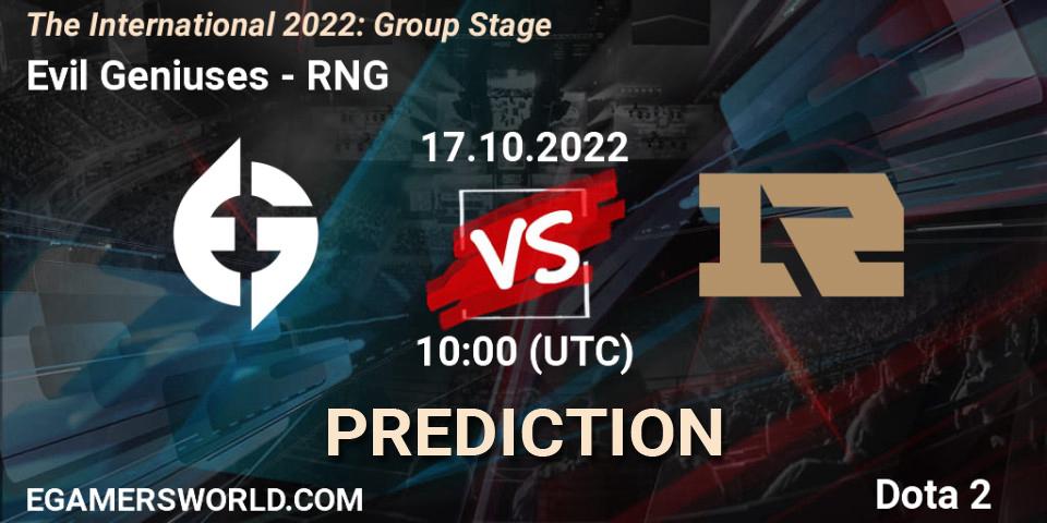 Evil Geniuses vs RNG: Betting TIp, Match Prediction. 17.10.22. Dota 2, The International 2022: Group Stage