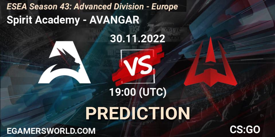 Spirit Academy vs AVANGAR: Betting TIp, Match Prediction. 30.11.22. CS2 (CS:GO), ESEA Season 43: Advanced Division - Europe