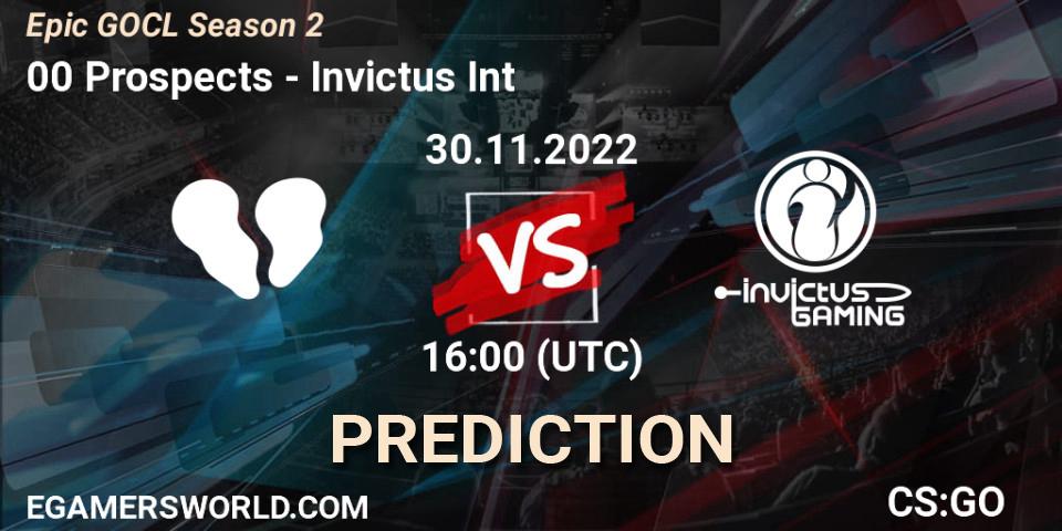 00 Prospects vs Invictus Int: Betting TIp, Match Prediction. 30.11.22. CS2 (CS:GO), Epic GOCL Season 2