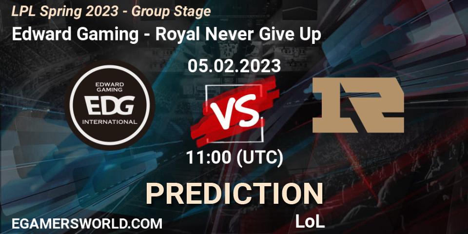 Edward Gaming vs Royal Never Give Up: Betting TIp, Match Prediction. 05.02.23. LoL, LPL Spring 2023 - Group Stage