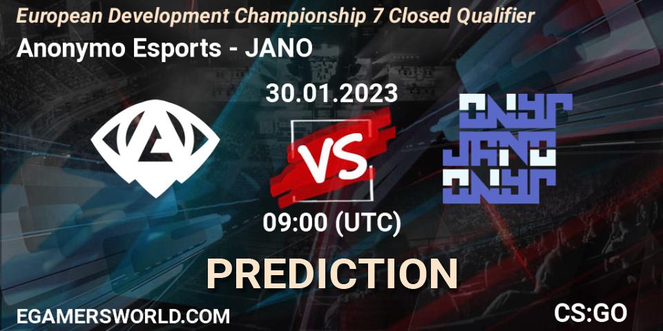 Anonymo Esports vs JANO: Betting TIp, Match Prediction. 30.01.23. CS2 (CS:GO), European Development Championship 7 Closed Qualifier