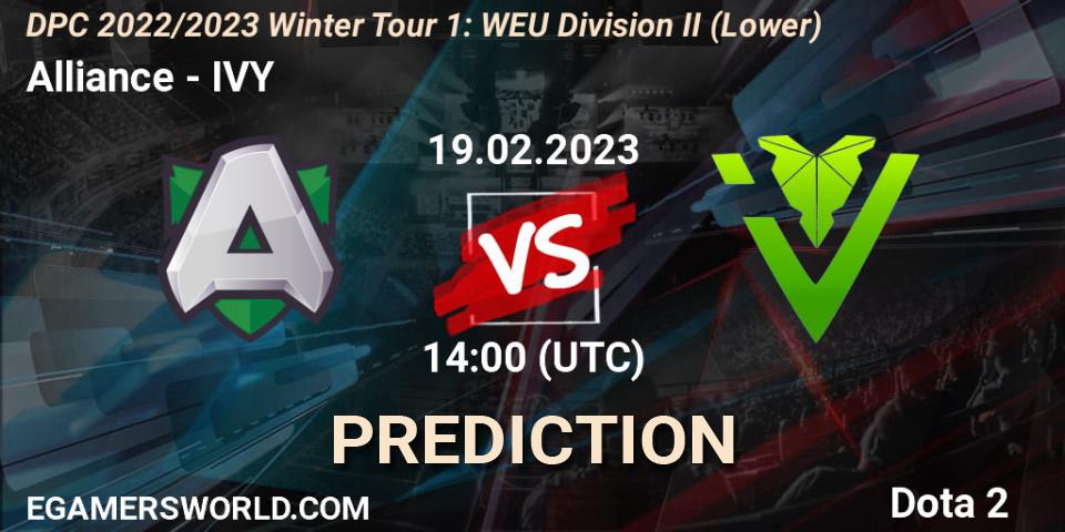 Alliance vs IVY: Betting TIp, Match Prediction. 19.02.23. Dota 2, DPC 2022/2023 Winter Tour 1: WEU Division II (Lower)