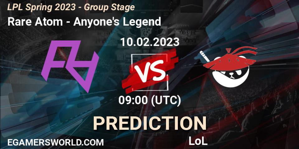Rare Atom vs Anyone's Legend: Betting TIp, Match Prediction. 10.02.23. LoL, LPL Spring 2023 - Group Stage
