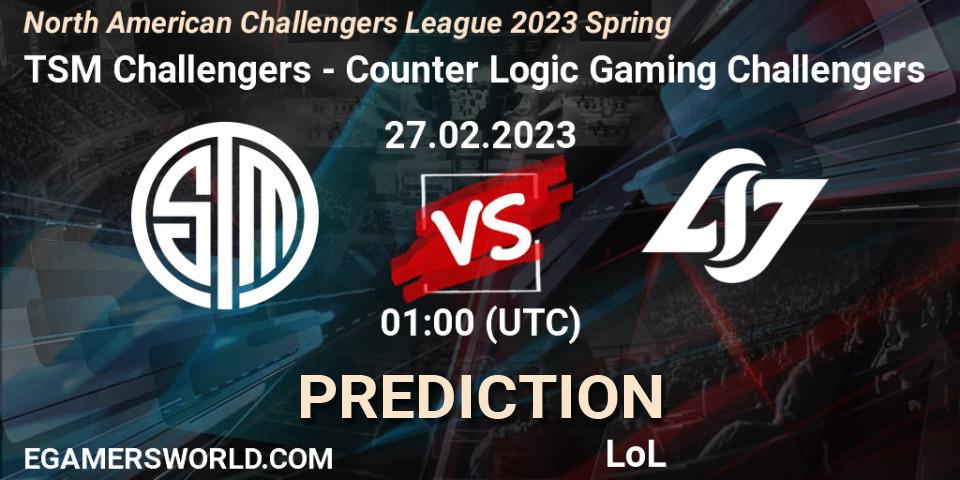 TSM Challengers vs Counter Logic Gaming Challengers: Betting TIp, Match Prediction. 27.02.23. LoL, NACL 2023 Spring - Group Stage