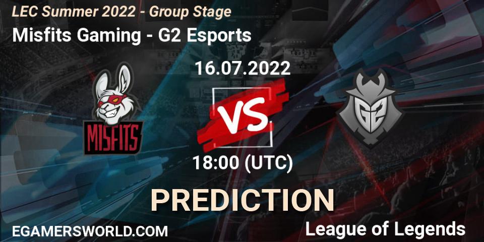 Misfits Gaming vs G2 Esports: Betting TIp, Match Prediction. 16.07.22. LoL, LEC Summer 2022 - Group Stage