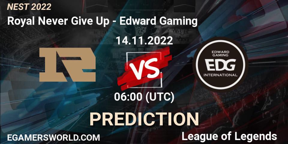 Royal Never Give Up vs Edward Gaming: Betting TIp, Match Prediction. 14.11.22. LoL, NEST 2022