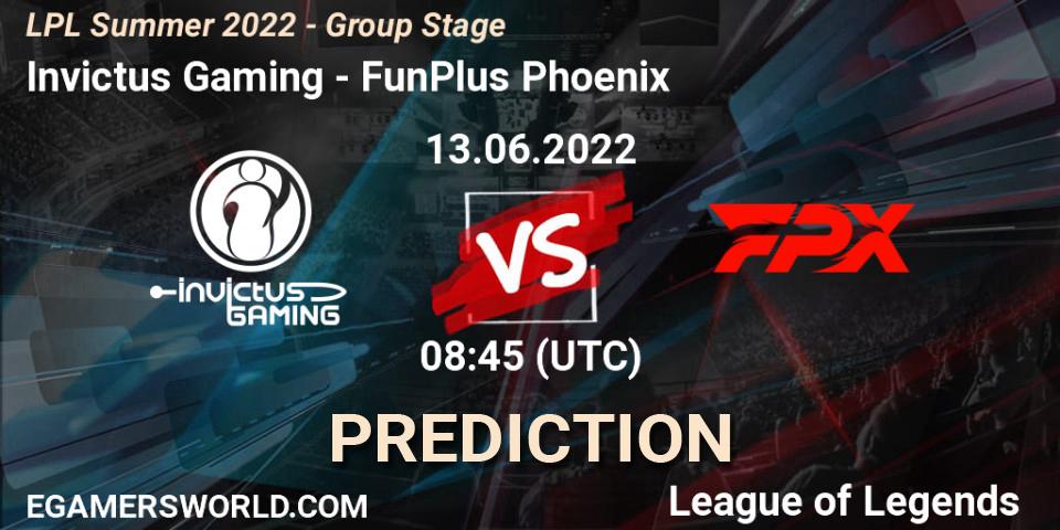Invictus Gaming vs FunPlus Phoenix: Betting TIp, Match Prediction. 13.06.22. LoL, LPL Summer 2022 - Group Stage