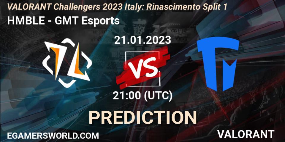 HMBLE vs GMT Esports: Betting TIp, Match Prediction. 21.01.23. VALORANT, VALORANT Challengers 2023 Italy: Rinascimento Split 1