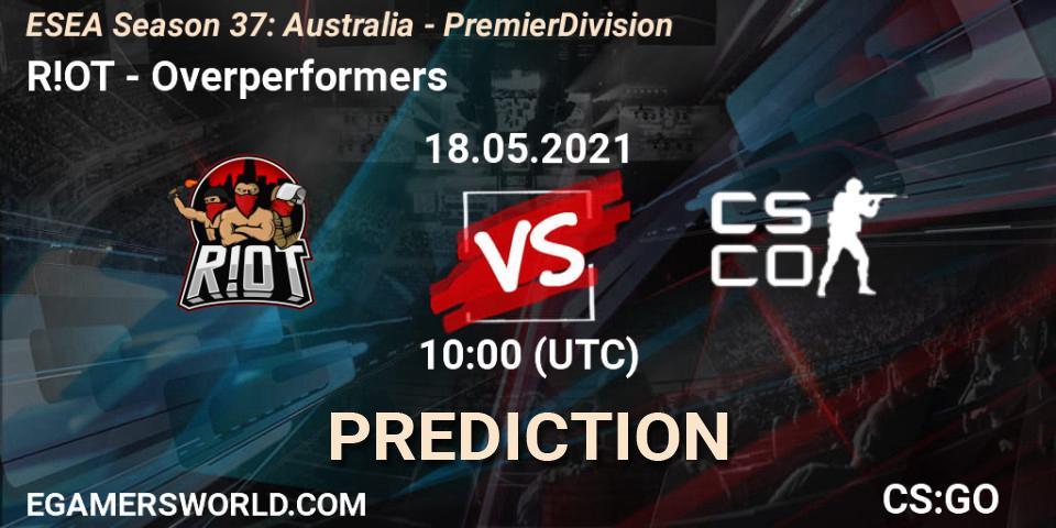 R!OT vs Overperformers: Betting TIp, Match Prediction. 18.05.21. CS2 (CS:GO), ESEA Season 37: Australia - Premier Division