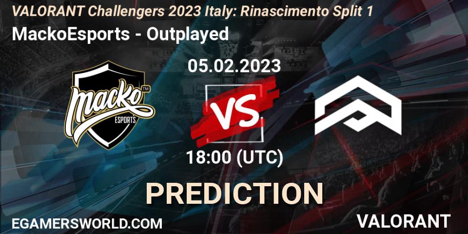 MackoEsports vs Outplayed: Betting TIp, Match Prediction. 05.02.23. VALORANT, VALORANT Challengers 2023 Italy: Rinascimento Split 1