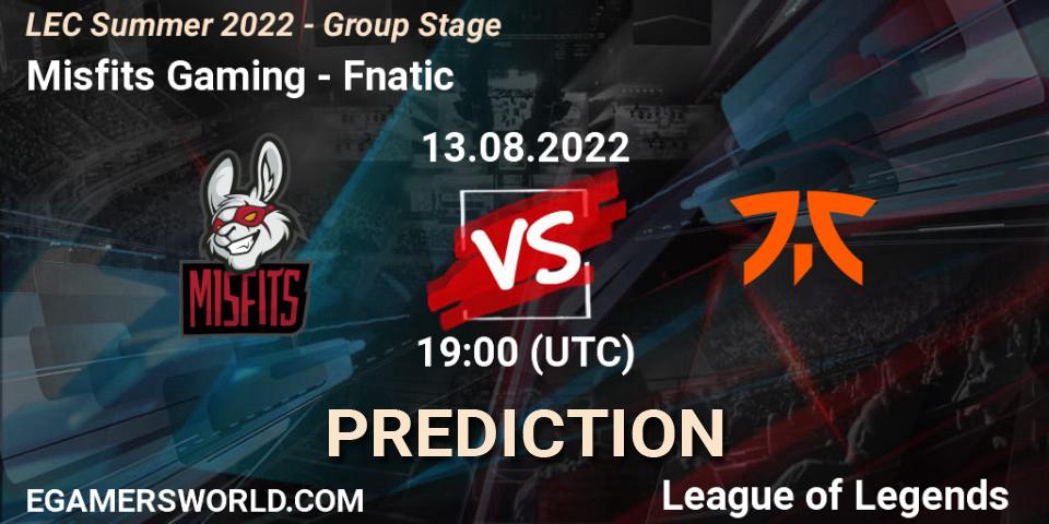 Misfits Gaming vs Fnatic: Betting TIp, Match Prediction. 14.08.22. LoL, LEC Summer 2022 - Group Stage