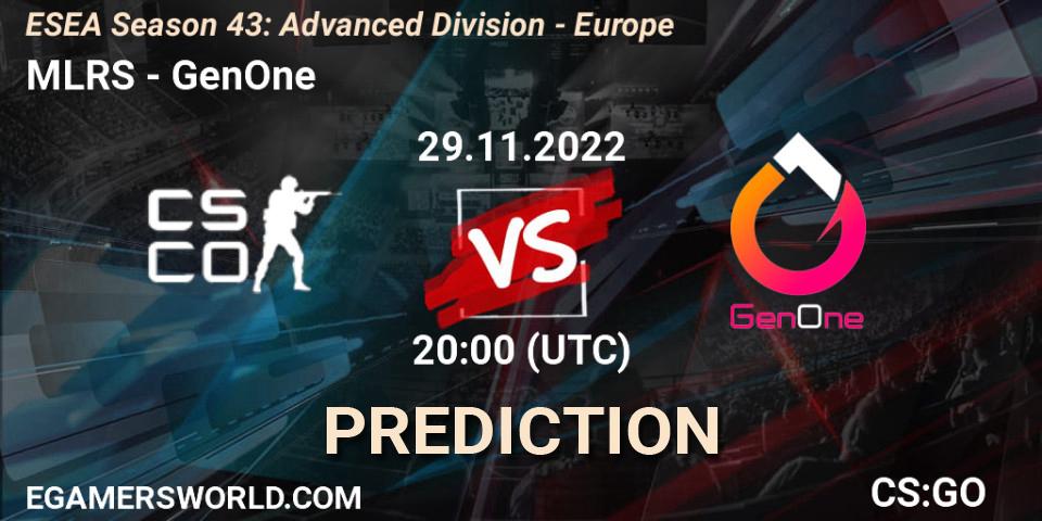 MLRS vs GenOne: Betting TIp, Match Prediction. 29.11.22. CS2 (CS:GO), ESEA Season 43: Advanced Division - Europe