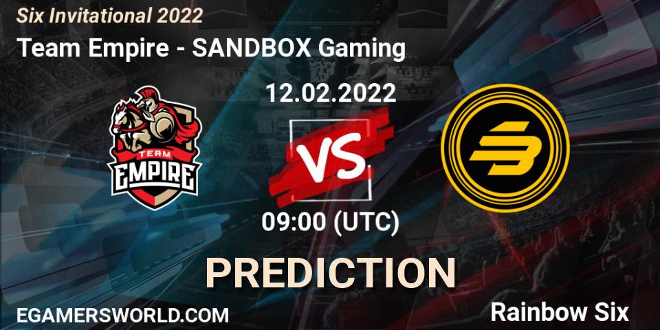 Team Empire vs SANDBOX Gaming: Betting TIp, Match Prediction. 12.02.22. Rainbow Six, Six Invitational 2022
