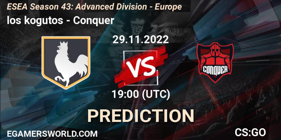 los kogutos vs Conquer: Betting TIp, Match Prediction. 29.11.22. CS2 (CS:GO), ESEA Season 43: Advanced Division - Europe