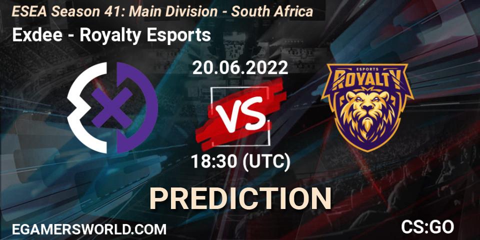 Exdee vs Royalty Esports: Betting TIp, Match Prediction. 24.06.22. CS2 (CS:GO), ESEA Season 41: Main Division - South Africa