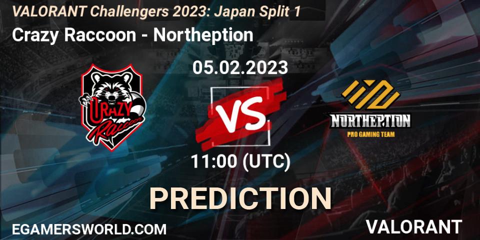 Crazy Raccoon vs Northeption: Betting TIp, Match Prediction. 05.02.23. VALORANT, VALORANT Challengers 2023: Japan Split 1
