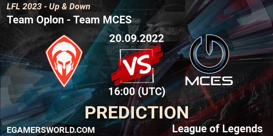 Team Oplon vs Team MCES: Betting TIp, Match Prediction. 20.09.22. LoL, LFL 2023 - Up & Down